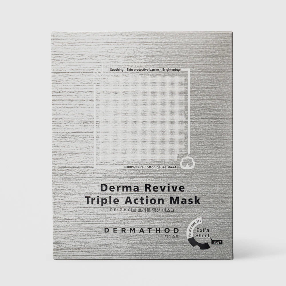 Derma Revive Triple Action Mask packaging on a white background