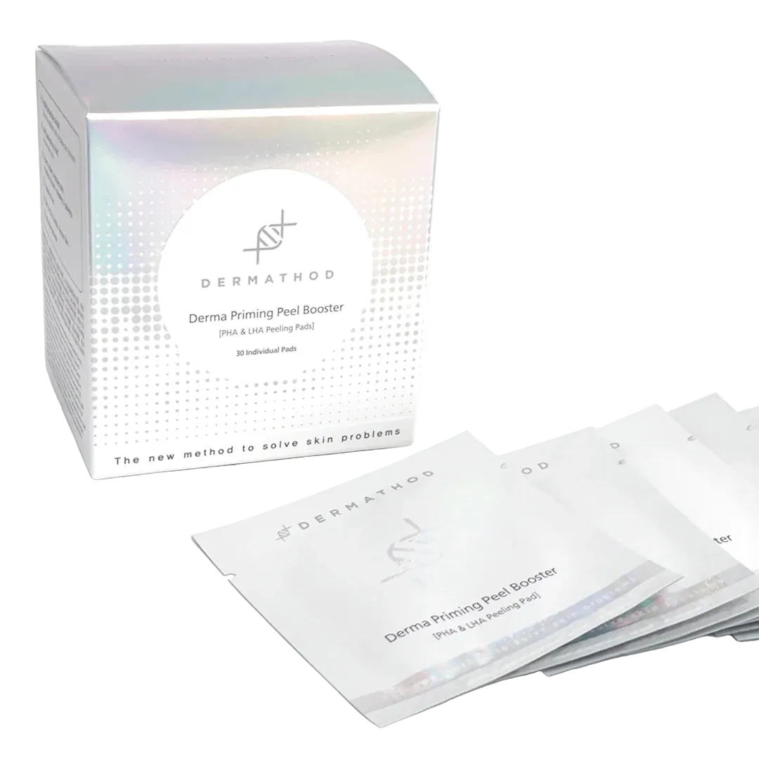 Dermathod Derma Priming Peel Booster packaging with individual pads on a white background