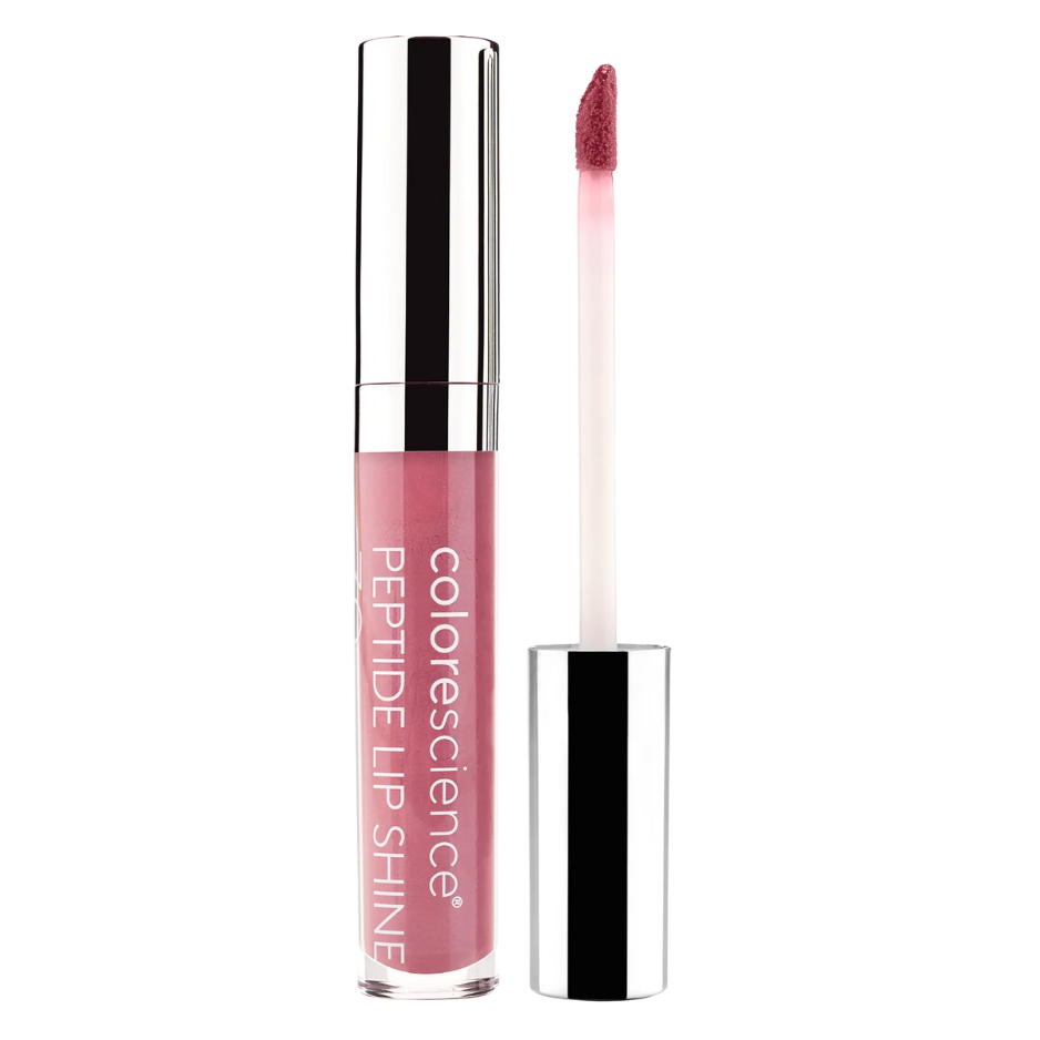 Colorescience Peptide Lip Shine with open cap on a white background SHADE ROSE