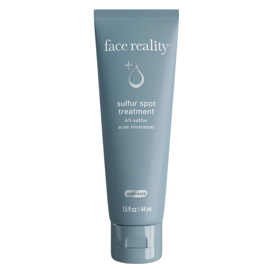 Tube of face reality sulfur spot treatment, 44 ml size, with blue and white label.