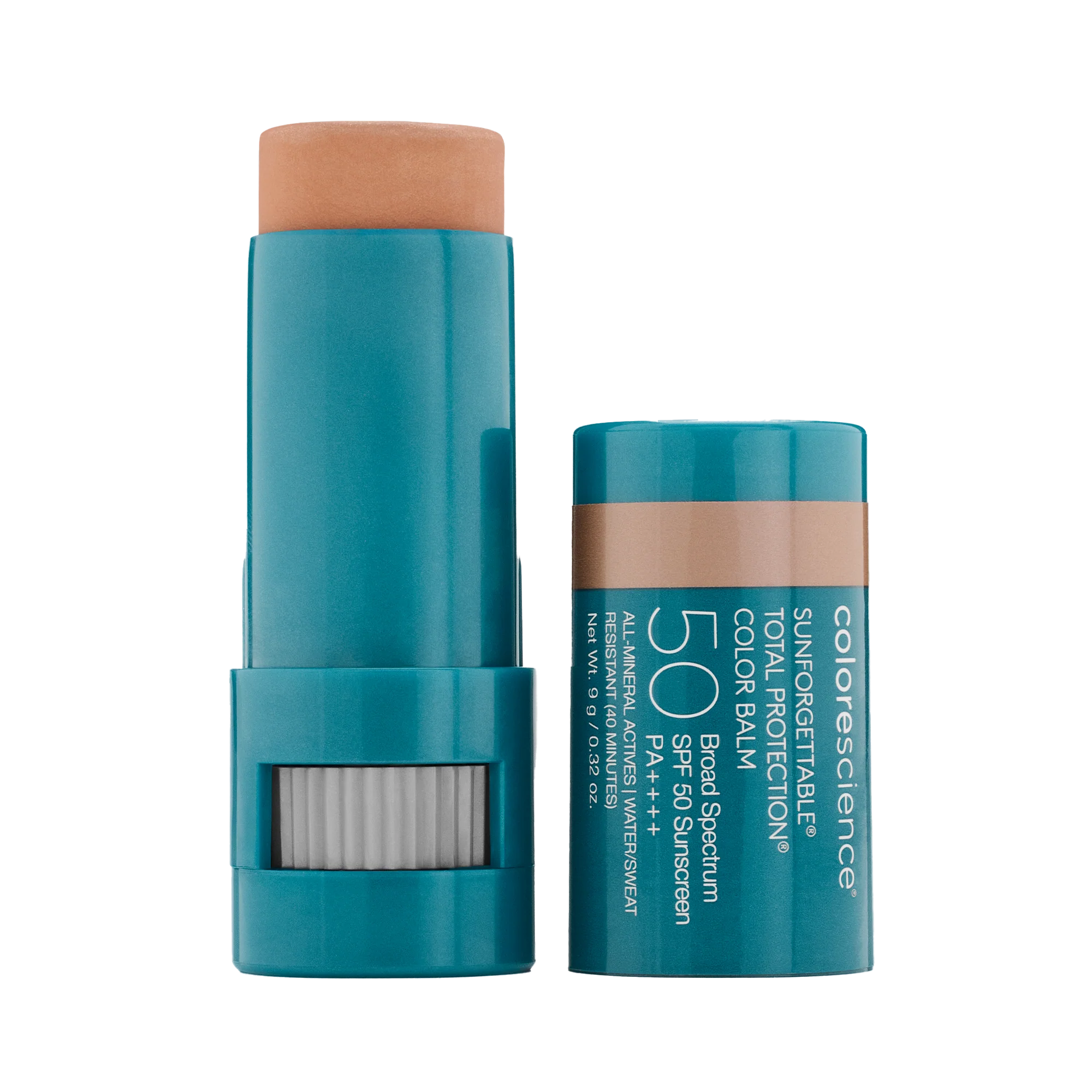 Two sunscreen sticks with blue packaging on a white background