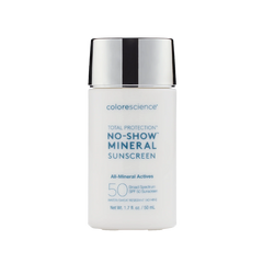 A bottle of Colorescience Total Protection No-Show Mineral Sunscreen SPF 50.