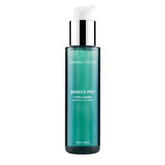 Cosmetic bottle labeled 'Barrier Pro' by colorescience on a white background