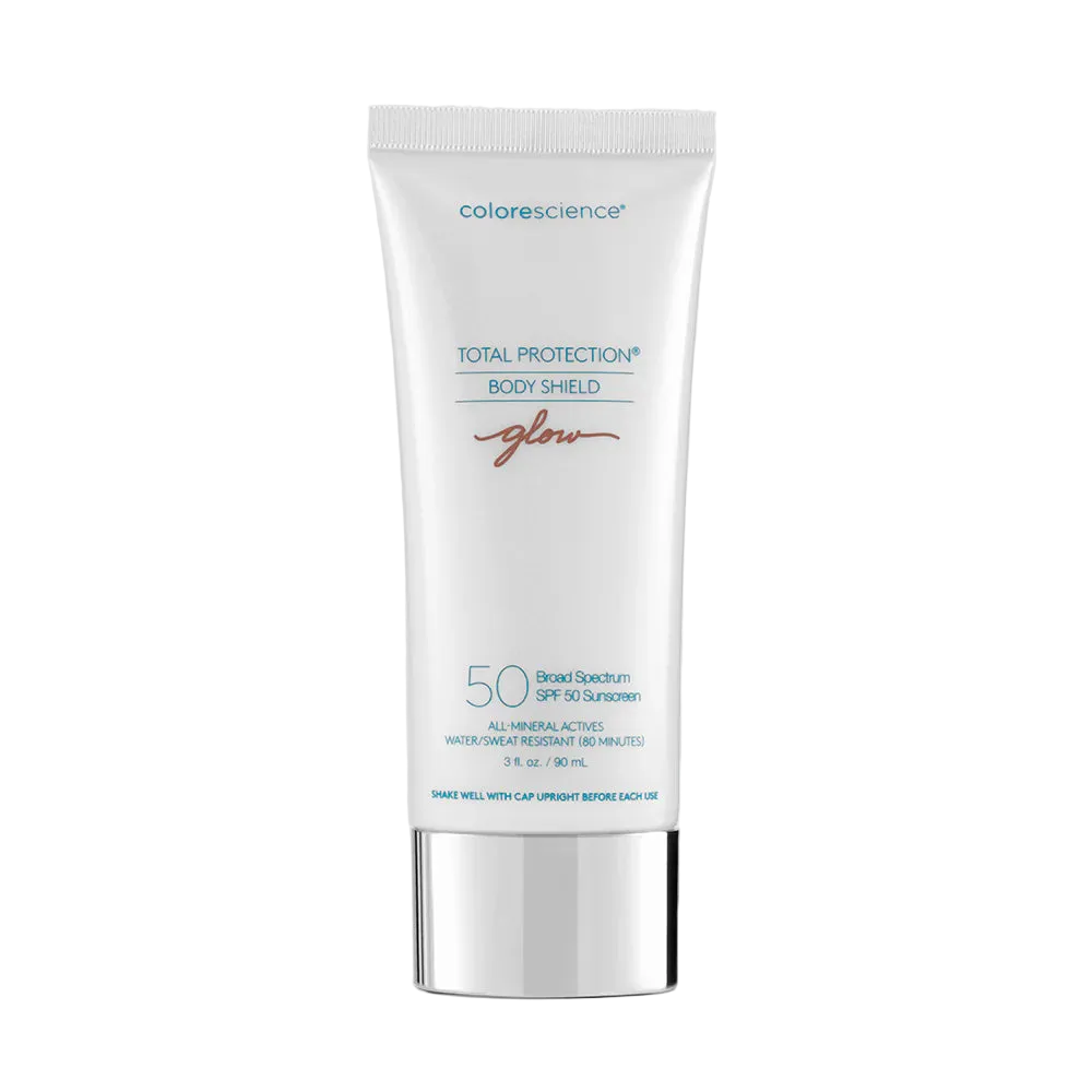 Colorescience Total Protection Body Shield sunscreen tube on a white background